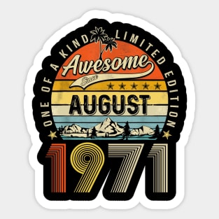 Awesome Since August 1971 Vintage 52nd Birthday Sticker